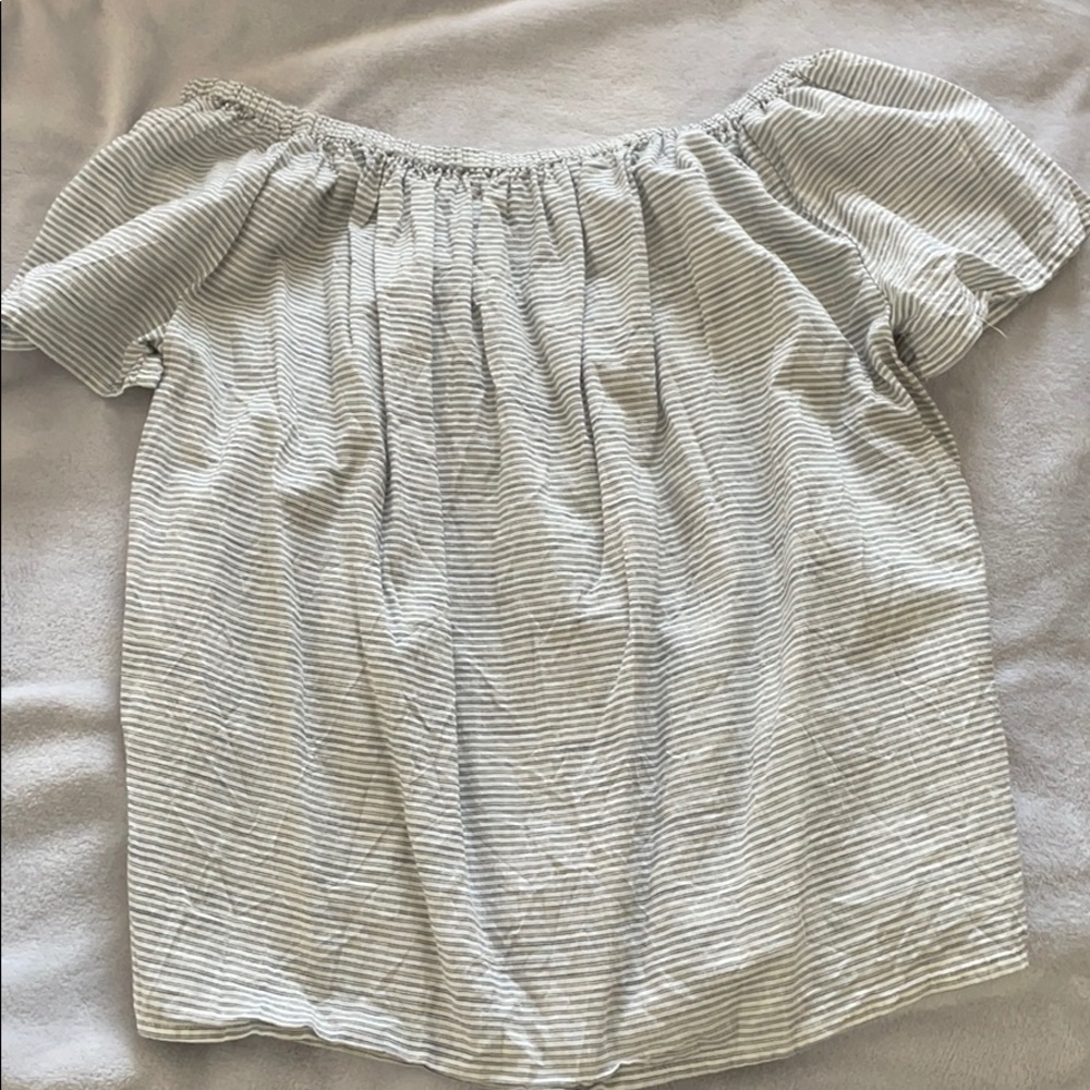 Blue and white Gap off the shoulder shirt